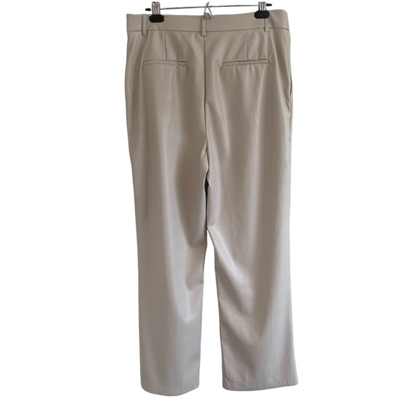 House of Harlow 1960 High Rise Cream Vegan Leather Wide Straight Leg Pants Sz 12 - Picture 6 of 11